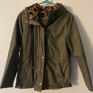 Olive Leopard Anorak Jacket